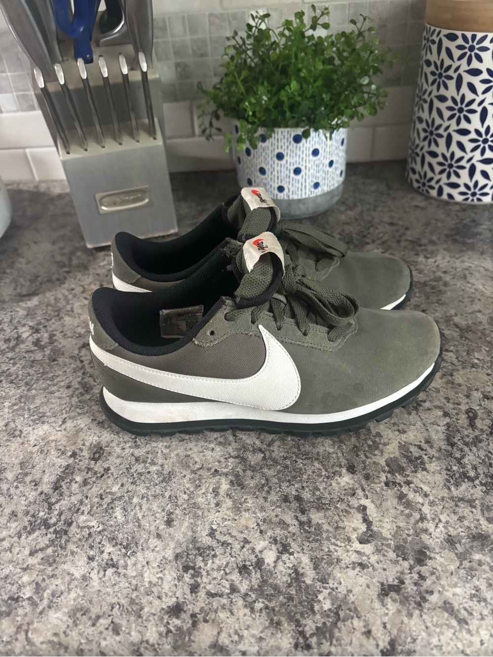 Women’s Nike Olive Green Low-Top Sneakers with White Swoosh